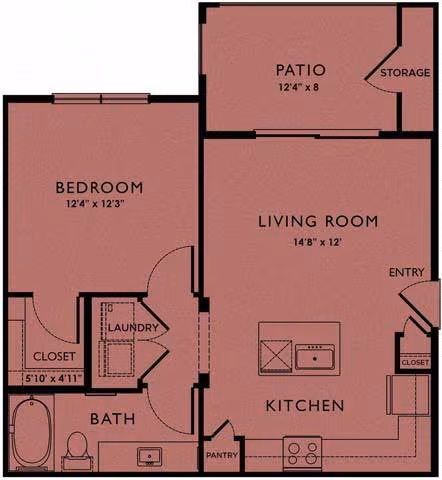 1 Bed • 1 Bath 1333 floor plan